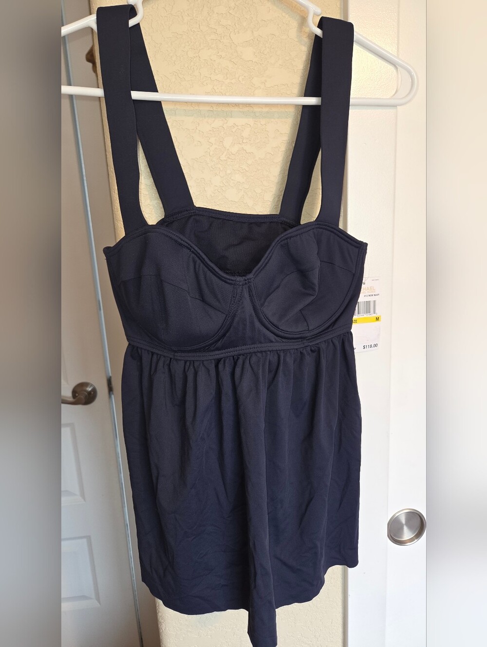 Michael Kors Navy Blue Swimdress with Built-In Cups